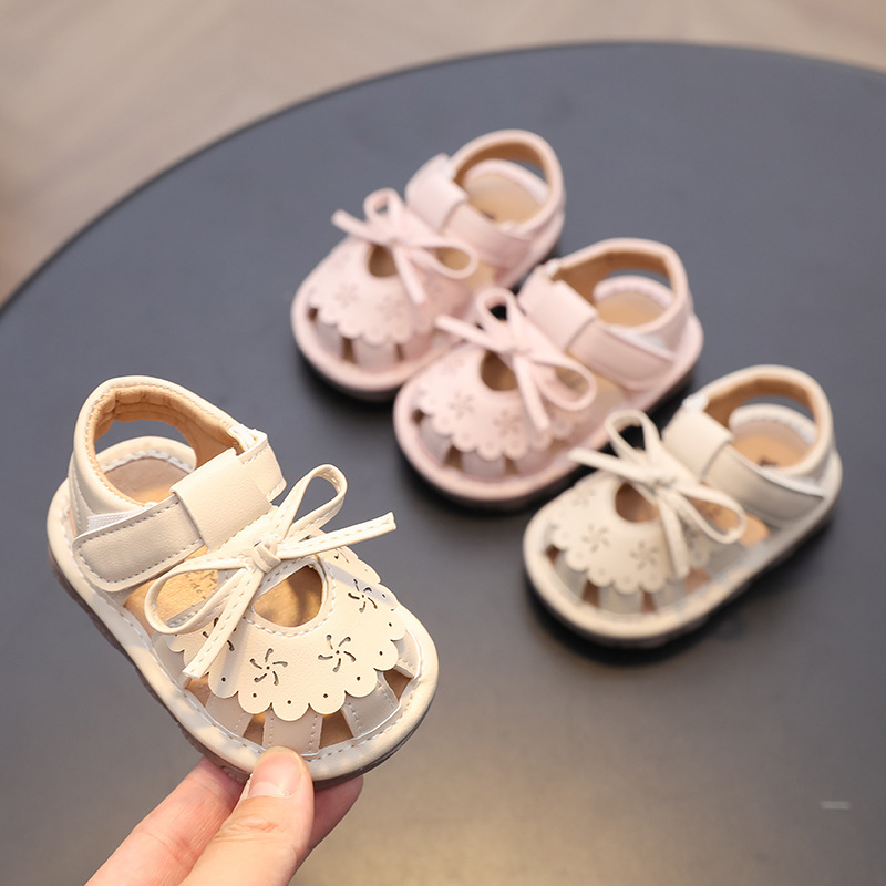 Female baby princess shoes spring and summer 0-1 years old 2 baotou called sandals soft bottom baby toddler shoes children hollow single