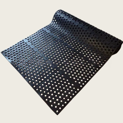 Thickened Kitchen Anti-Fatigue Non-Slip Mat with Holes, Workshop Oil-Proof Non-Slip Rubber Floor Mat, Farm Livestock Mat (Avtomobil döşəmə paspasları) - black-09x-21m