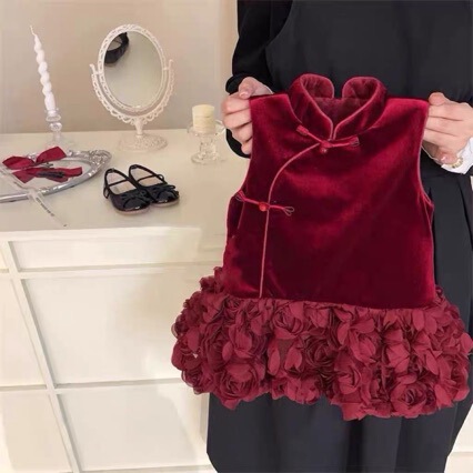 Dog Clothes Teddy Bitter Bear New Year Wedding Dress Cat Hanfu Pet New Year Festive Tang Suit Autumn and Winter Thickened