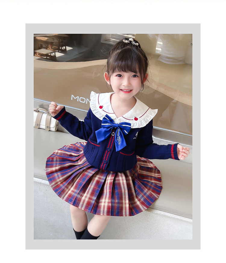 Niña otoño vestido 2022 nuevo niño aire chic suéter overfalda otoño bebé JK uniforme set pic 9