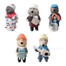 跨境新品仿毛毡小老鼠套装little mouse树脂工艺摆件办公桌家居饰