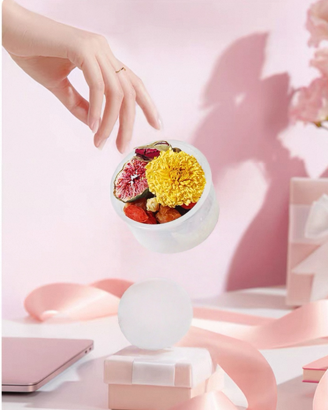 Jasmine Rose Longan Herbal Tea with Chrysanthemum Kumquat Fig Tangerine Peel Goji Berry 330g Dried Flower Tea Blend for Daily Brewing preparation