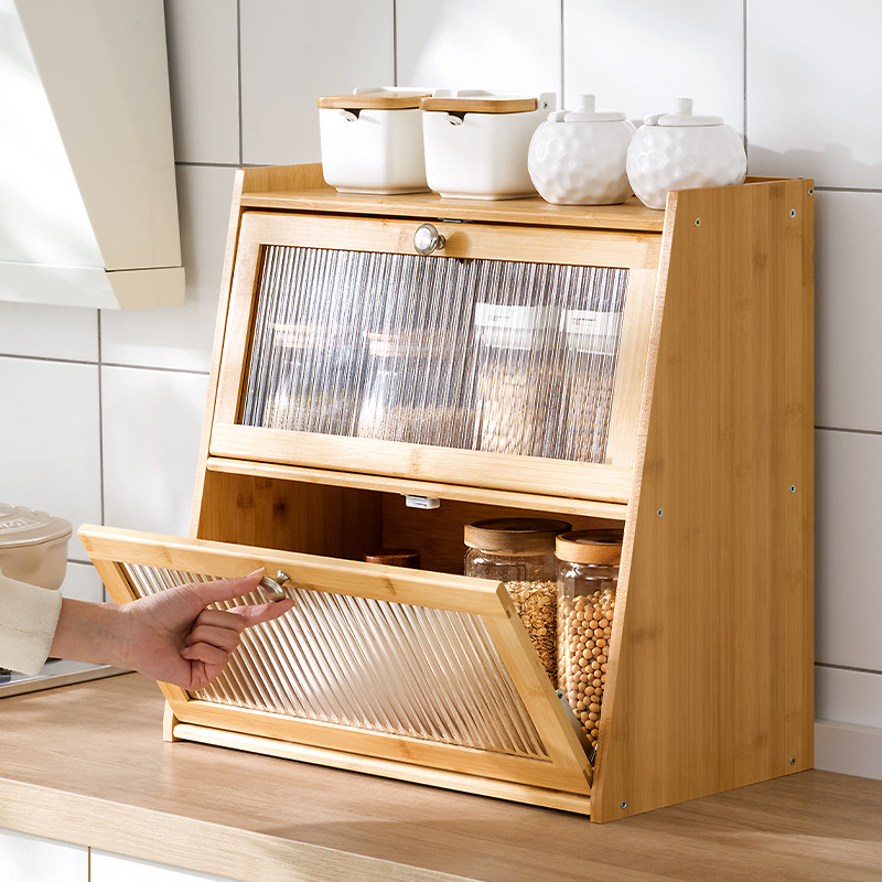Kitchen storage rack countertop spice rack condiment storage rack household multi-functional dustproof small storage cabinet with door