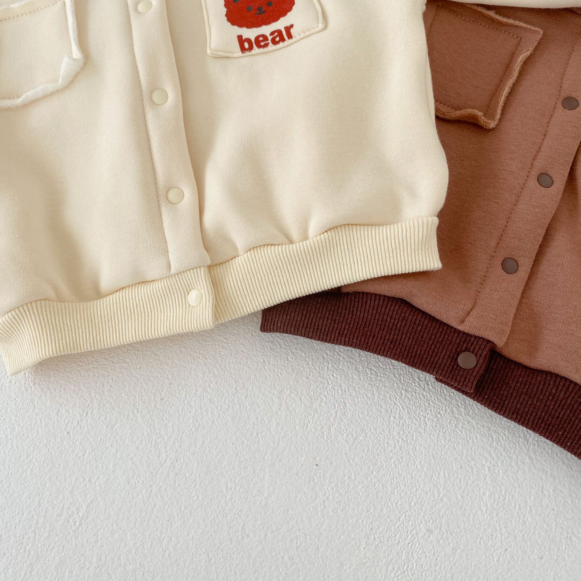 2024 Spring Autumn Baby Boys Girls Rabbit and Bear Printed Coat+Pants with Velvet Warmth Set_voghion.com