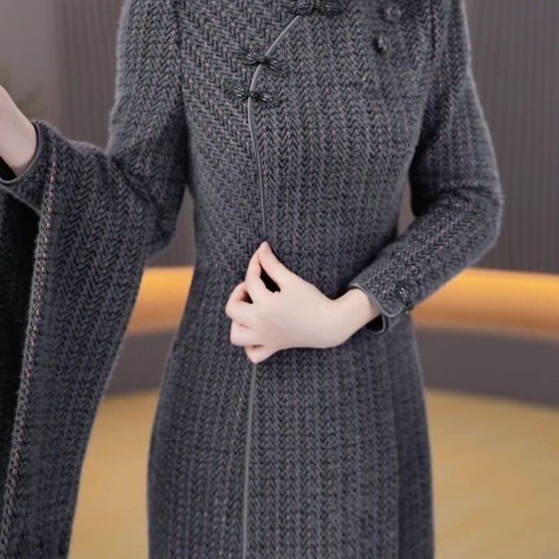 国风气质旗袍中长款连衣裙女2025年秋冬时尚遮肉显瘦大码宽松裙子|undefined
