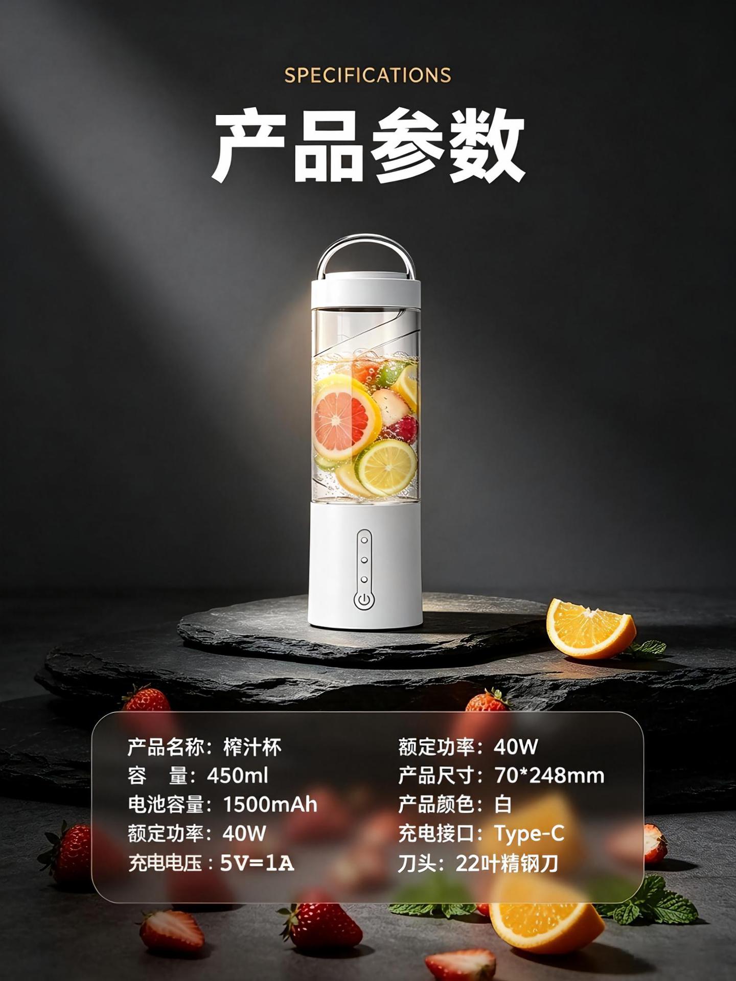 Tragbarer Smoothie-Mixer für den internationalen Markt, kabellos, leistungsstark, für den Heimgebrauch, USB-Ladung, klein, multifunktional, Crushed Ice und Saft, Entsafter-Becher