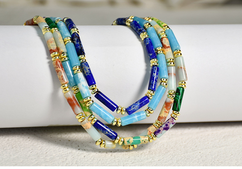 Fashion retro beaded gold female handmade clavicle chain
