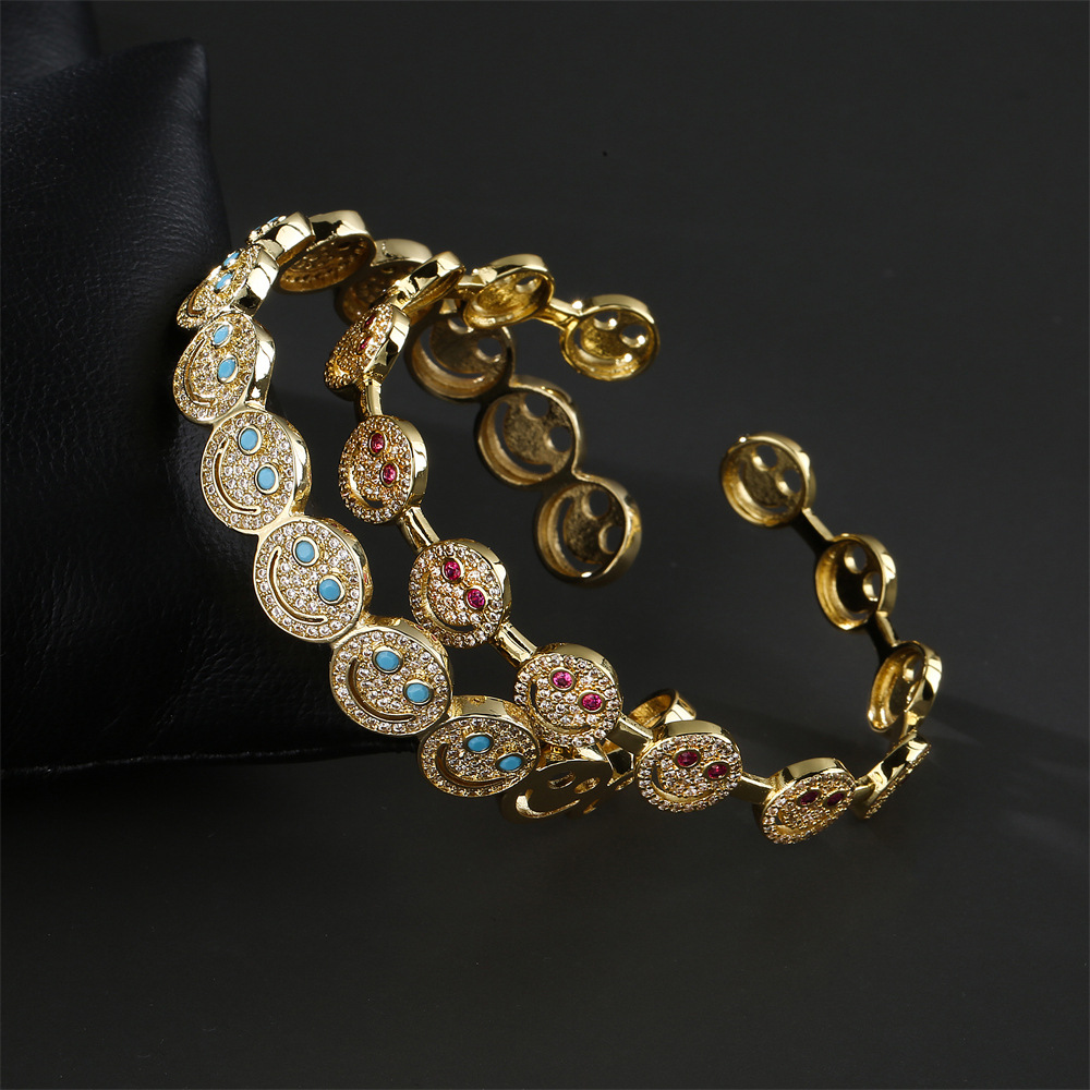 fashion smiley face bracelet copper micro-inlaid zircon jewelry