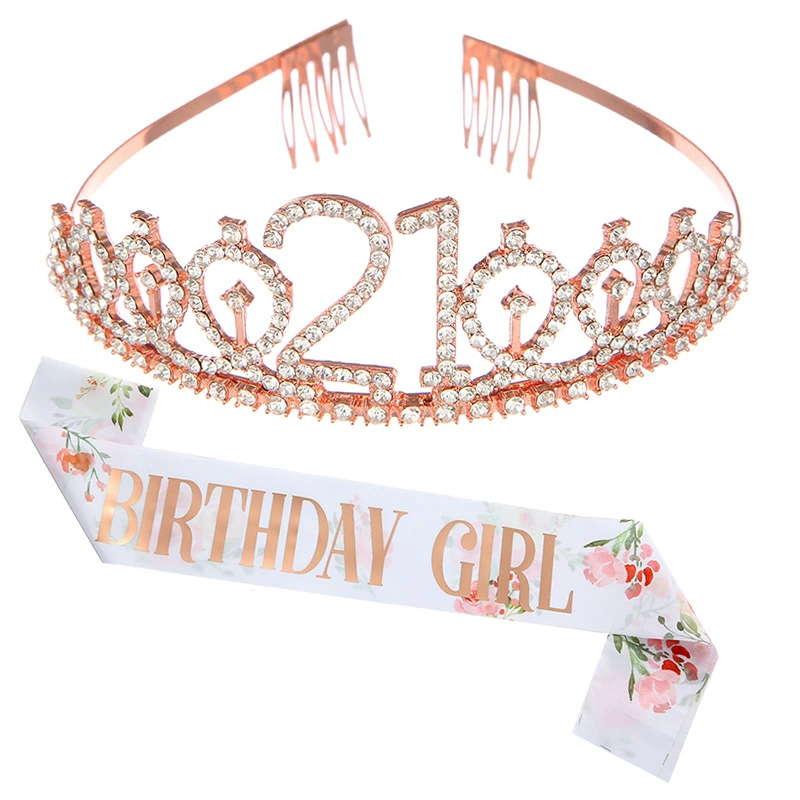 Новая печатная лента с надписью BIRTHDAY GIRL QUEEN, плечевой ремешок, праздничный пояс, корона для девушки на день рождения