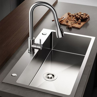 Kitchen 304 Stainless Steel Sink Hand Brushed Single Sink Thickened Kitchen Dish Washing Household Sink Dishes Sink