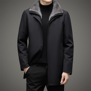 DLSN8813Z autumn and winter men's new jacket mink whole mink liner mid-length coat warm parka suit
