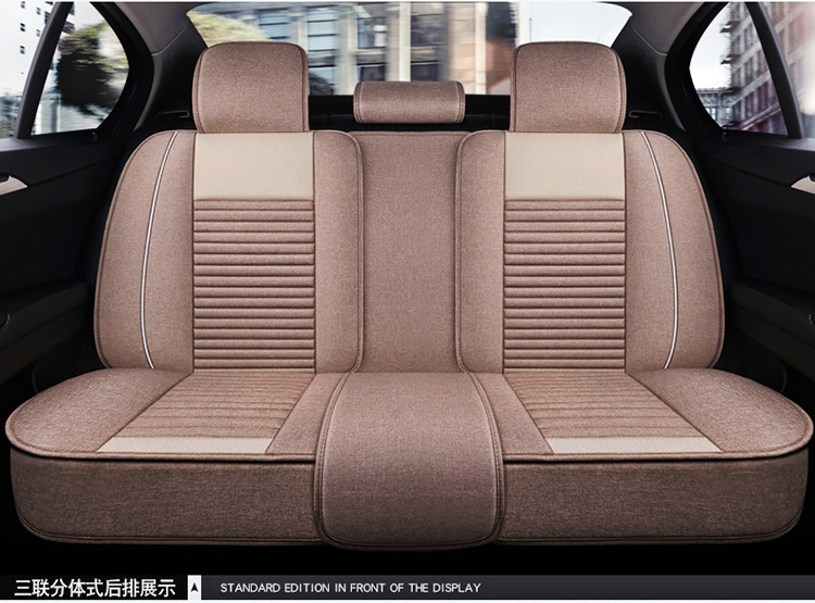Five-Seater Car Seat Covers, Universal for All Seasons, Linen Seat Covers, Fabric Car Cushions, Fully Enclosed Car Seat Pads