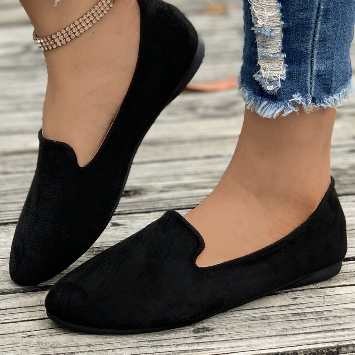 Cross-border Plus-size Women's Shallow Slip-on Shoes, 2024 Summer New European And American Style Flat Loafers, Size 43,_vogvips.com