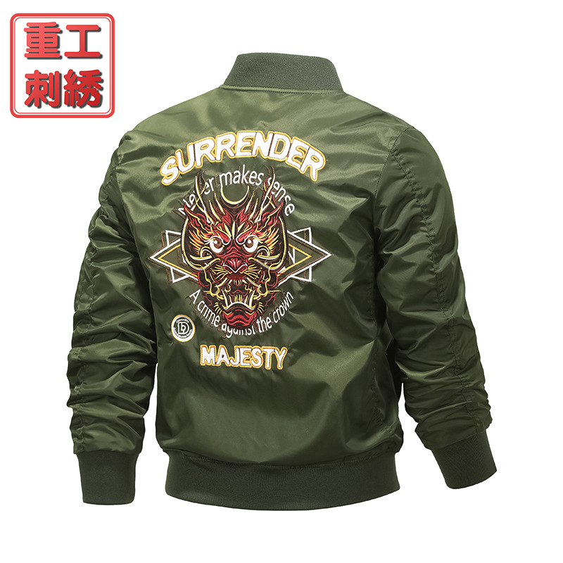 Trajes de béisbol de bordado pesado, chaqueta de cabeza de primavera y otoño, chaqueta de piloto de la Fuerza Aérea, chaqueta de locomotora de hombre