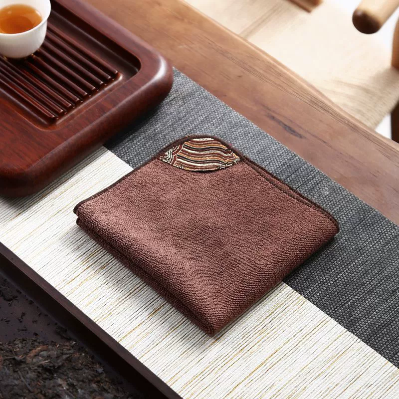 Чайная ткань, чайное полотенце, полотенце для кастрюли, полотенце для чайного сервиза, впитывающий утолщенный хлопок и лен, тряпка для чайного стола в стиле дзен, японский стиль
