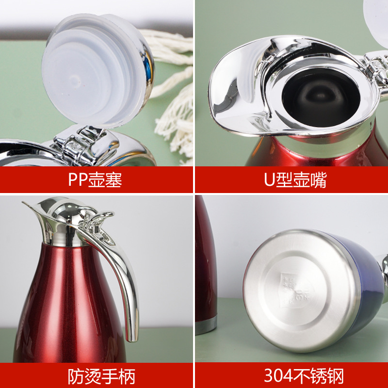 304 olla térmica de acero inoxidable de estilo Europeo de doble capa de vacío cafetera hervidor de agua de gran capacidad LOGO regalo al por mayor