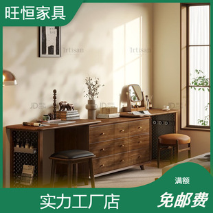 Solid Wood Dressing Table Bucket Cabinet Integrated Retractable Ash Storage Bed End Cabinet Removable Corner Bedroom Makeup Table