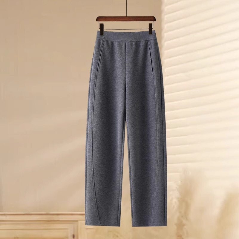 Narrow Banana Pants Sweatpants for Women, New Autumn and Winter Wide-Leg Sports Pants, Slimming and Velvet Wool Scimitar Pants