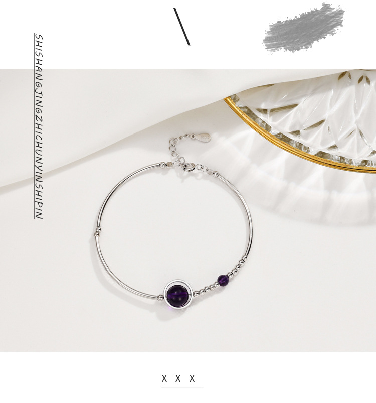 Elegant Ball Sterling Silver Crystal Bangle 1 Piece