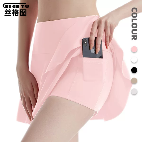 Cross-Border Sports Tennis Skirt for Women, Summer High-Waisted Butt-Lifting Fitness Skirt, Anti-Exposure Training Pleated Yoga Skirt, Amazon