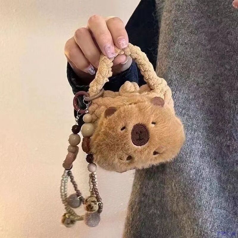 Coin Suitable for Apple Card Headphone Protective Cover Plush Bag Cartoon Storage Brown Bala Pi Capybara Love Engraving