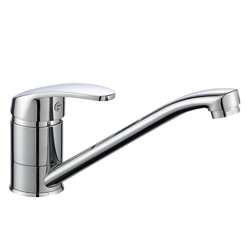 Kitchen Single-Hole Faucet with Long Spout, Rotatable Hot and Cold Water Faucet, Horseshoe-Shaped Installation Sink Faucet