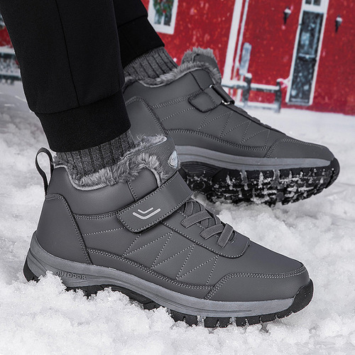 Cotton Shoes Outdoor Men's Cotton Shoes for Men Seasonal High-Top Snow Shoes Elderly Walking Shoes Women's Mom Fleece Lined