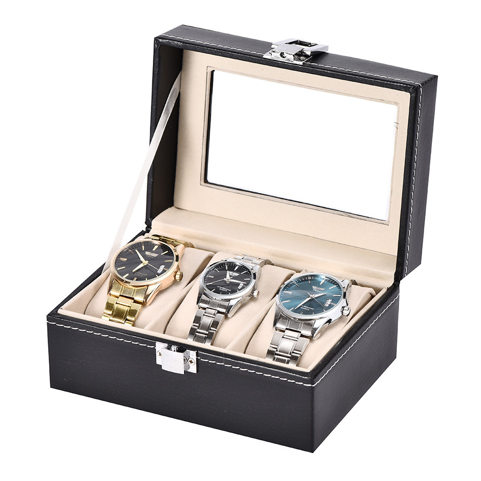 Spot Goods Pu10-Bit Double-Layer Jewelry Box Watch Display Box 6 Grid 12 Grid 20-Bit 24 Watch Box Hand