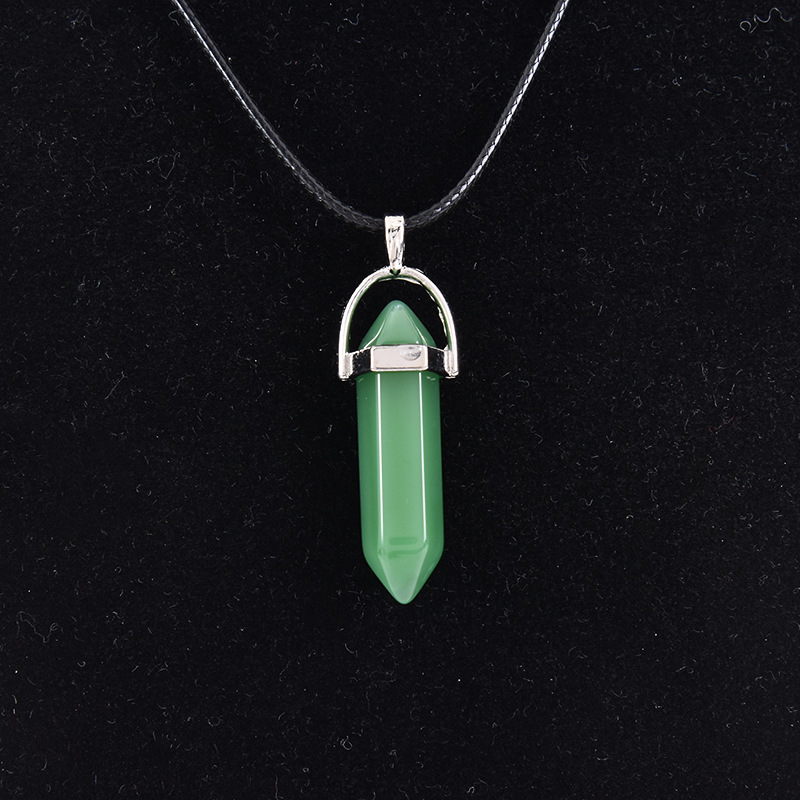 Cristal natural ágata columna hexagonal colgante diamante bala collar al por mayor cuarzo punto colgante