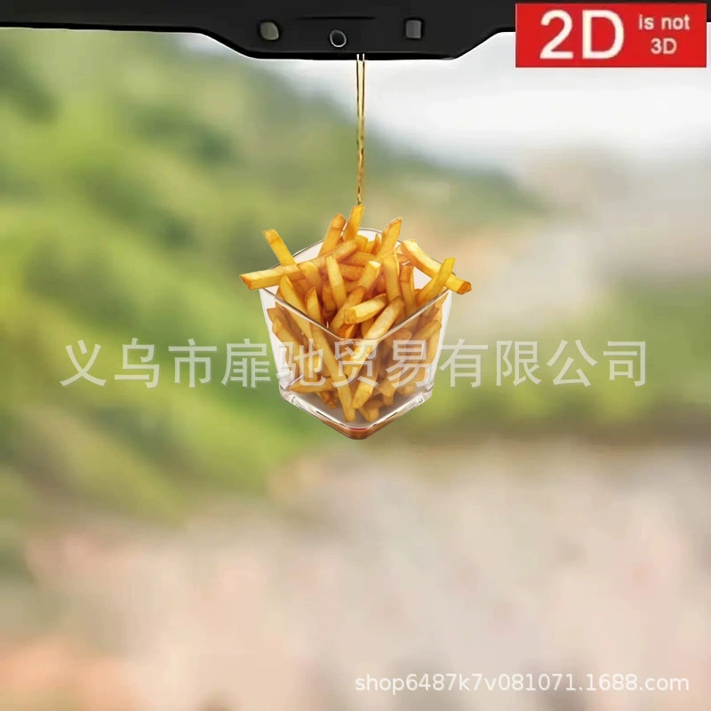 Трансграничный акриловой новый картофель фри автомобиль зеркало заднего вида украшения подвеска креативный рюкзак подвеска брелок подвеска подвеска
