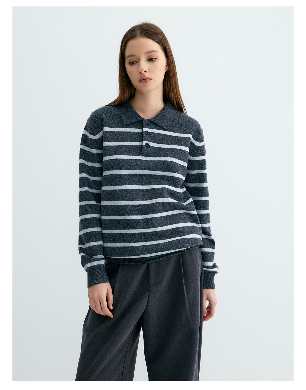 UNF Color-Block Striped 300g Polo Sweater