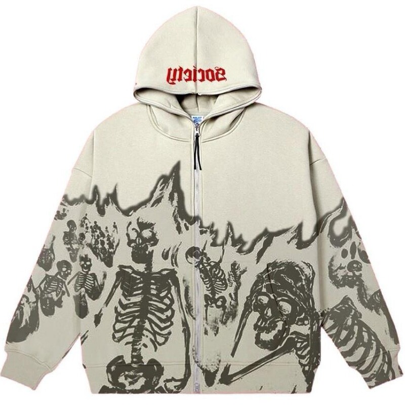 Y2K Millennium Style Round Neck Skeleton Sweatshirt Couple's Autumn and Winter 2023 New Long Sleeve Skull Top Coat Y2K Millennium Style Round Neck Skeleton Sweatshirt Couple's Autumn and Winter 2023 New Long Sleeve Skull Top Coat