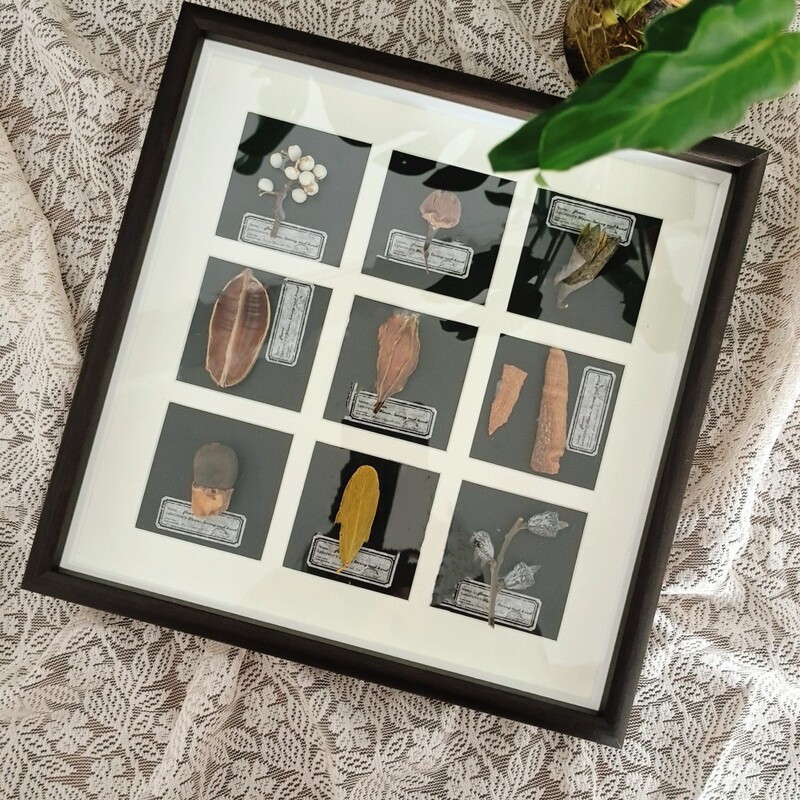 Hollow Three-dimensional Wooden Photo Frame Handmade DIY Creative Dried Flower Plant Fruit Specimen 9-hole Palace Square Pendulum Frame