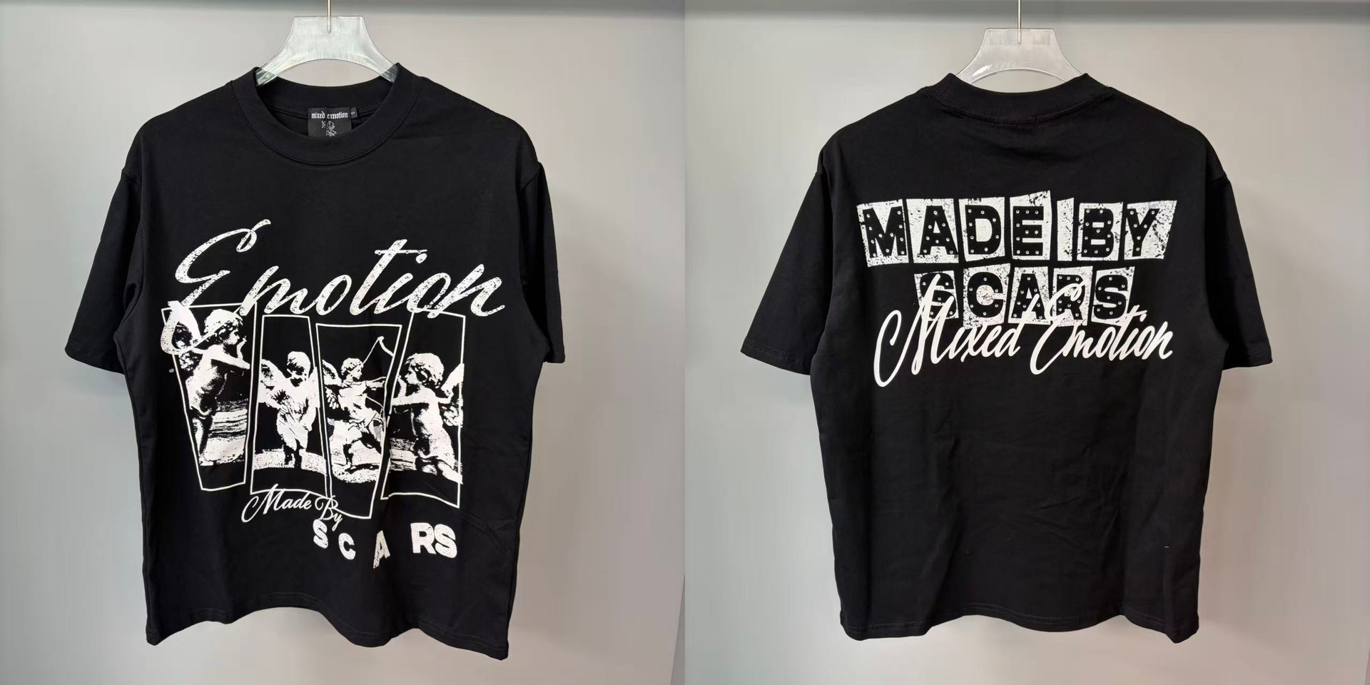 Transfronterizos MIXED EMOTION Ángel Impresión extraterrestre camiseta de hombre y mujer callejera de diamante de cuello redondo de manga corta