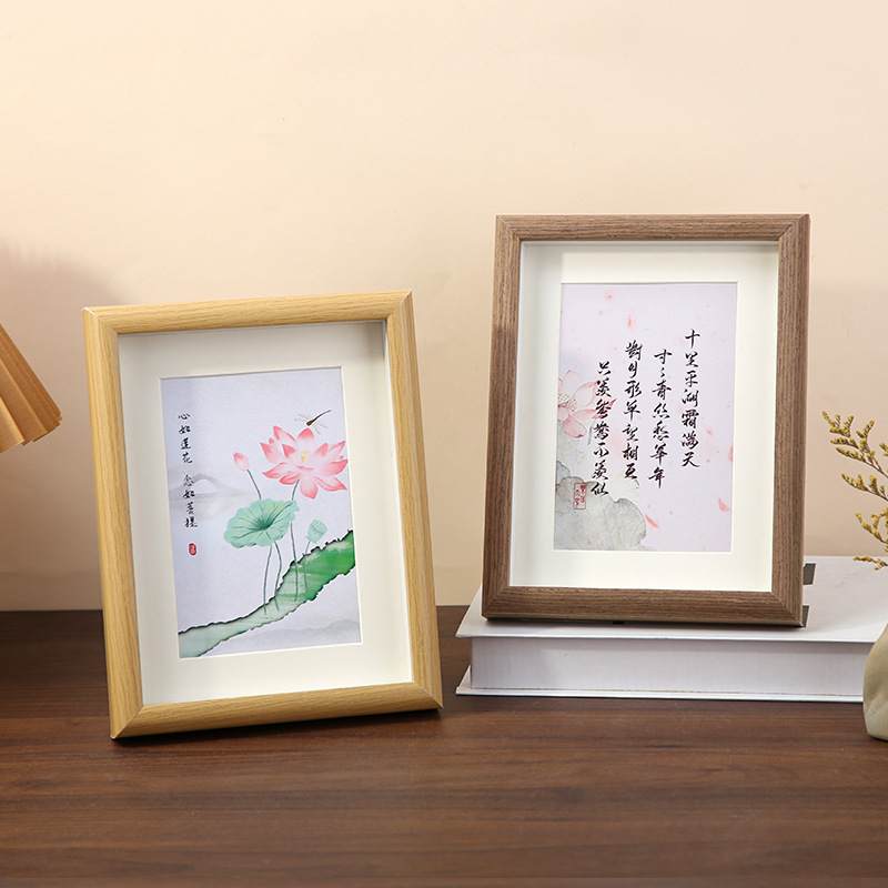 Wooden Hollow Glass Photo Frame Table 6 Inches 8 Inches 10 Creative Photo DIY Frame Stereo Empty Frame Decorative Ornaments