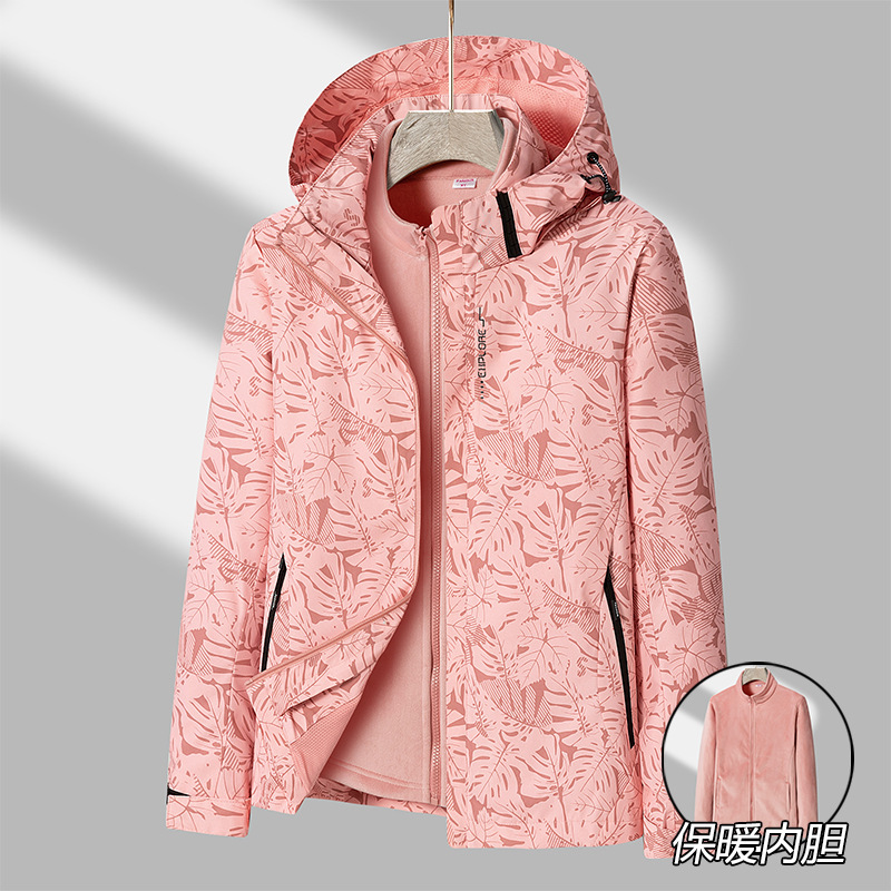 Otoño y invierno pareja de terciopelo grueso agitado chaqueta casual de terciopelo hombre y mujer cuello vertical chaqueta de terciopelo 3 en 1 chaqueta de asalto