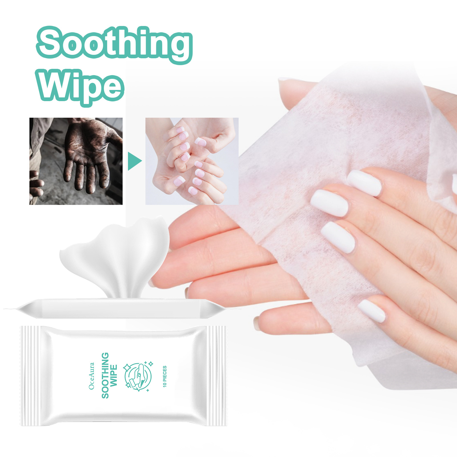 OceAura Gentle Wet Wipes, Gentle Cleansing for Hands and Body, Moisturizing Skin, Convenient Disposable Wipes