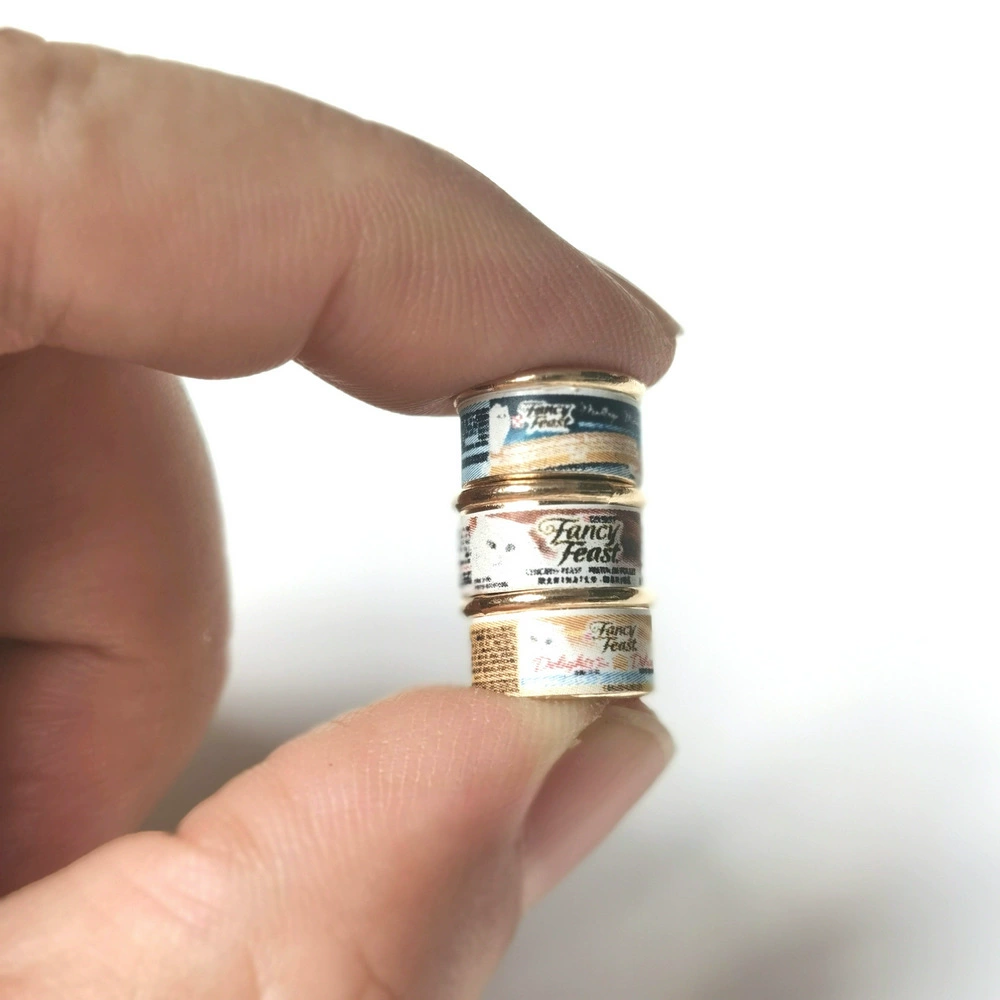 Кухонные принадлежности для кукольного домика [мини-корм для кошек, пустая модель банки-может съемная нижняя крышка] еда и игра