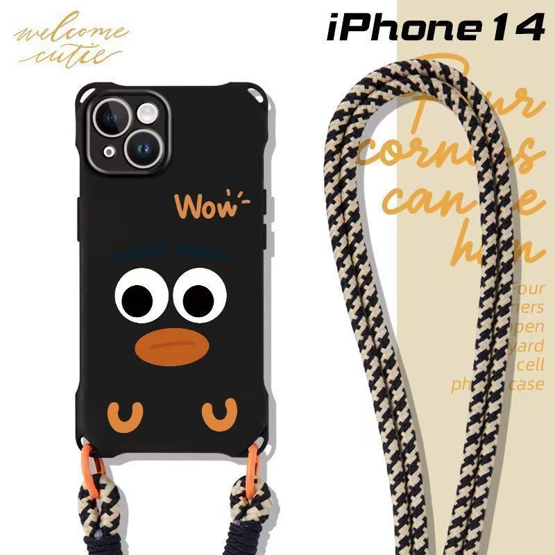 Crosbody Lanyard for iPhone16/15ProMax Phone Case Apple 14 Wrist Band 13 Full Coverage Drop-Resistant 12/11