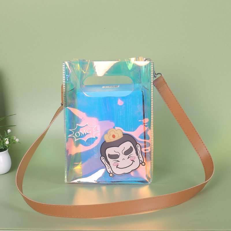 厂家直供TPU时尚幻彩购物袋镭射手提袋创意pvc果冻包透明塑料袋