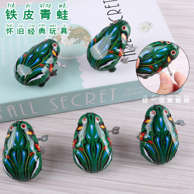 儿童上链发条铁皮青蛙80后90后怀旧小青蛙玩具跳跳蛙弹跳蛙批发|ms