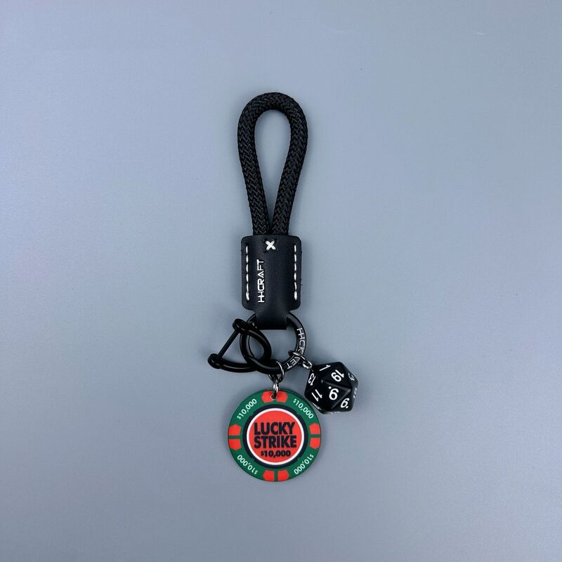 Luckystrike Lucky Chip High Quality Flocked Leather Car Keychain School Bag Lanyard Classy Pendant