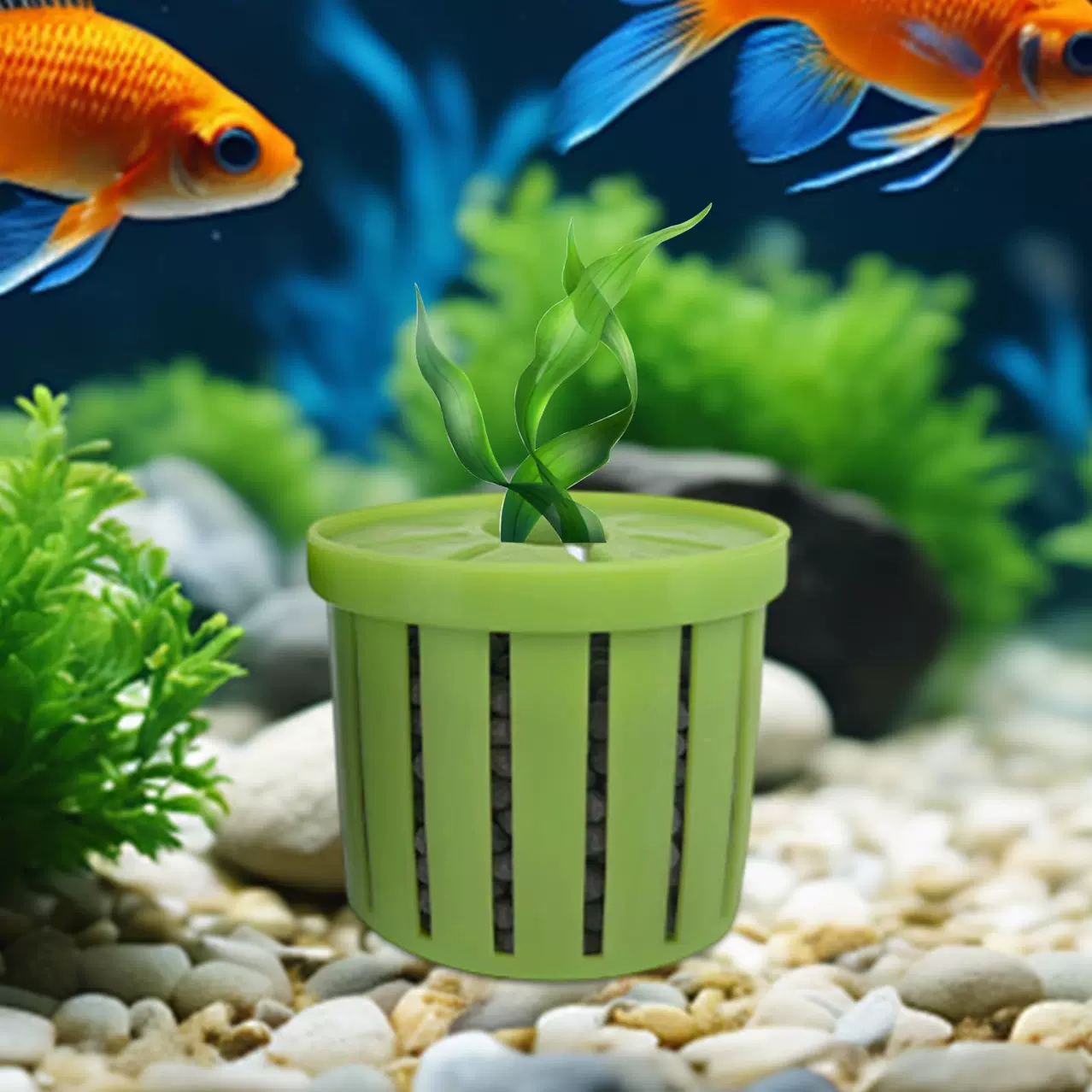 跨境鱼缸水草定植篮造景装饰养草杯花卉固根器水草泥沉底固定器