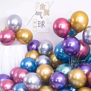 跨境5寸12寸 12寸18寸金属乳胶气球金属装饰生日场景布置婚庆气球