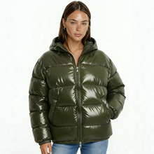 现货防寒棉衣连帽棉服运动夹克纯色高端棉袄外套欧美跨境外贸女装