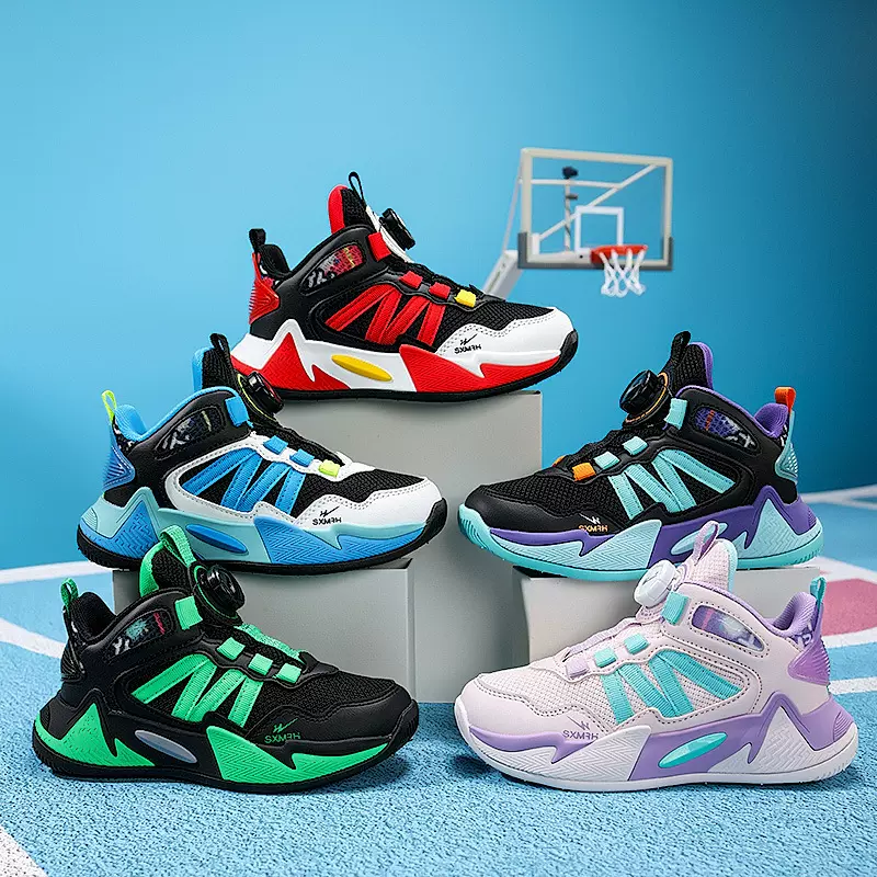 男童篮球鞋2025秋季新款减震儿童学生运动鞋中大童旋钮篮球鞋女童