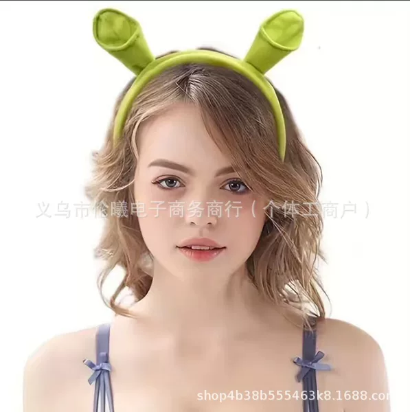 Factory Direct Sales Halloween Kidsren's Green Shrek Headband Performance Headband Dress up Prom Props Hair