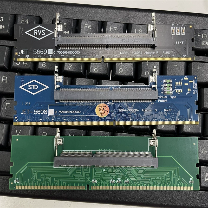 Переходник-плата SODIMM→DIMM (ноутбук→ПК), DDR3/DDR4/DDR5, с защитным слотом