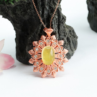 Xinyu natural amber pendant gold Perkin honey pendant necklace factory wholesale live on behalf of HP3041007