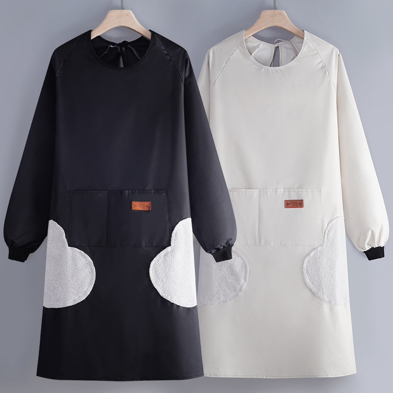 Long-Sleeved Apron, Kitchen Waterproof and Oil-Proof Cooking Work Clothes for Men and Women, Pvc Smock, Customizable with Printed Logo Apron